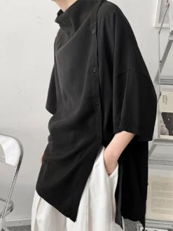 Men Side Placket Casual Half Sleeves Shirt -Incerun Shop 1c00576d 9e22 4db6 bffa a48de8fa1bfb