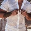 Men Sexy Lace Short Sleeve Shirt -Incerun Shop 1c834439 a5d3 4d07 adca e214983635ee