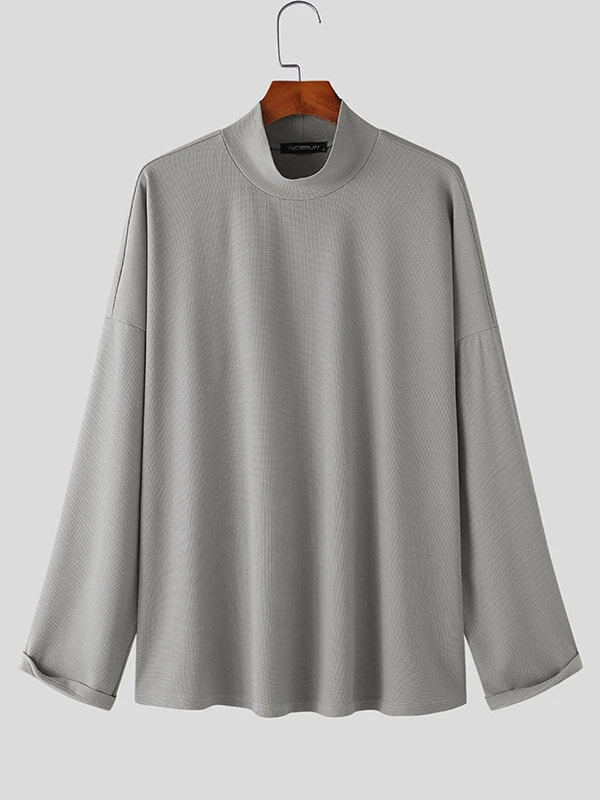 Mens Japan Solid Long Sleeve Casual T-shirt 7 Mens Japan Solid Long Sleeve Casual T-shirt - Image 5