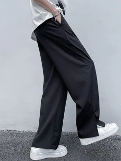 Men's Solid Color Split Wide Leg Pants