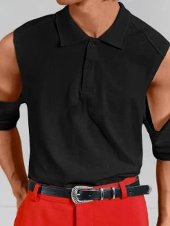Mens Hollow Shoulder Lapel Short Sleeve T-Shirt -Incerun Shop 1dc62258 1faf 406a 8050 2d343b947ac5
