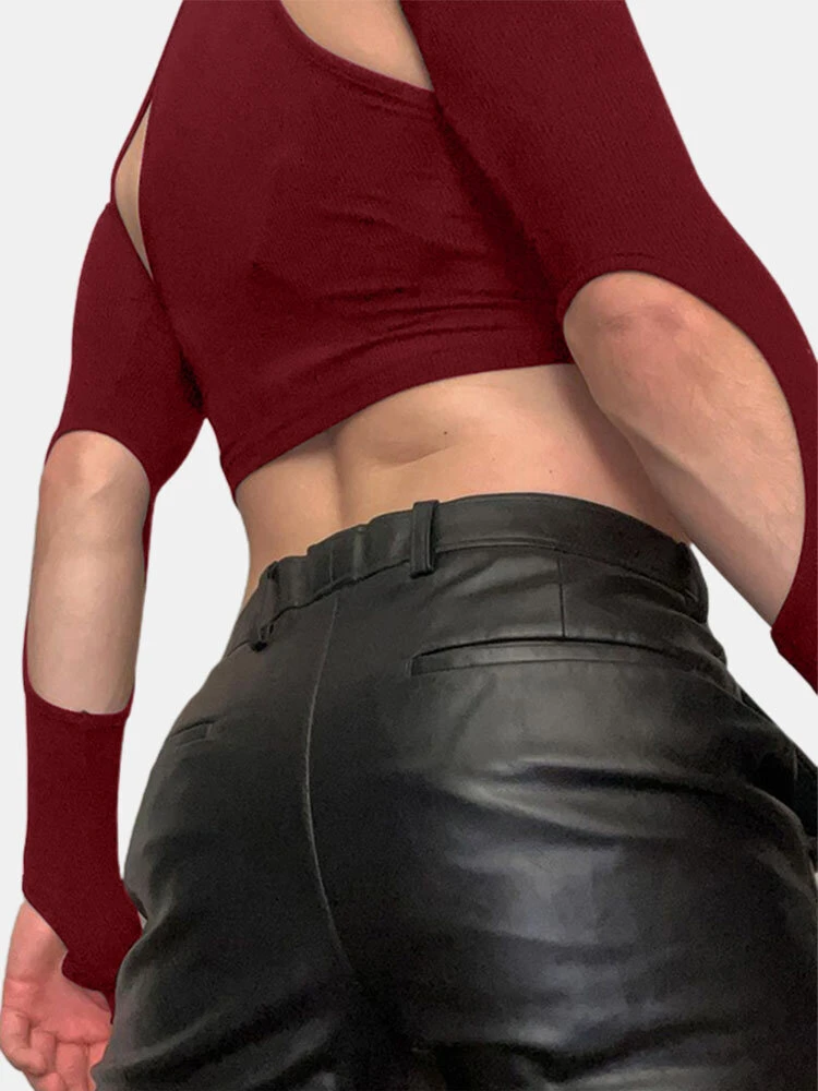 Mens Sexy Two-piece Crop Top T-shirt 6 Mens Sexy Two-piece Crop Top T-shirt - Image 4