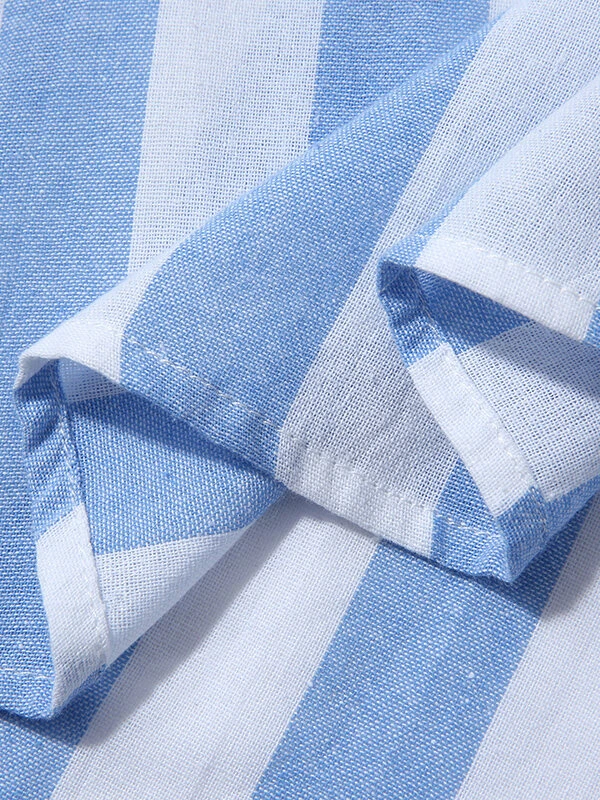 Mens Striped Half Button Casual Short Sleeve Henley Shirt 11 Mens Striped Half Button Casual Short Sleeve Henley Shirt - Image 9