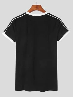 Mens Contrast Short Sleeve Crew Neck T-shirt -Incerun Shop 1effcb48 c0ab 4381 91b5 30a9ad29166c