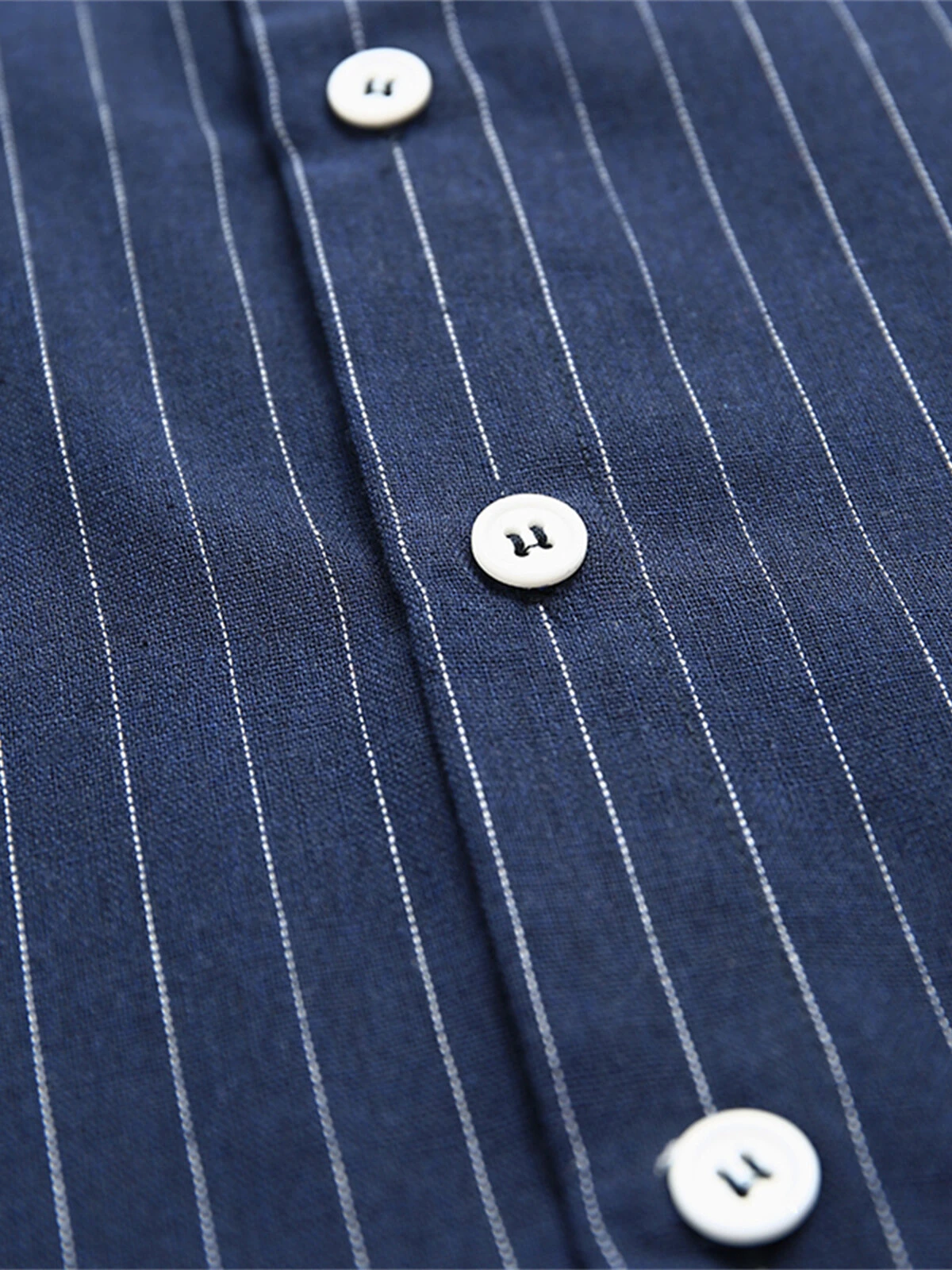 Men Cotton Linen Striped Stand Collar Shirt 12 Men Cotton Linen Striped Stand Collar Shirt - Image 10