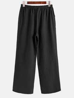 Mens 100% Cotton Chinese Style Plain Wide Leg Pants -Incerun Shop 1f7ea5b7 7016 41a8 afa0 e9cef3c944fb