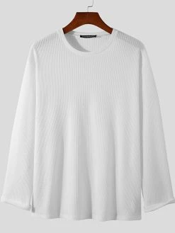 Mens Knit Draping Loose Long-sleeved T-Shirts -Incerun Shop 207a0e7e 68cf 4e1c 968f 3ab2a530f74b