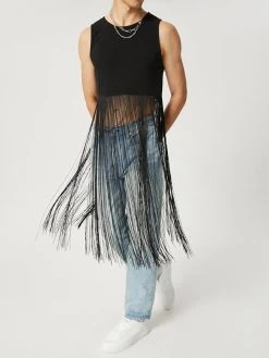Mens Fringe Hem Crop Vest