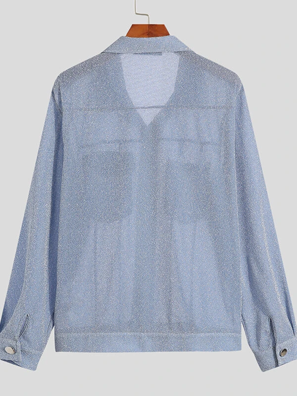 Mens Sexy See Through Glitter Mesh Jacket 7 Mens Sexy See Through Glitter Mesh Jacket - Image 6