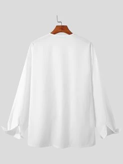 Mens Irregular Button Drape Solid Color Shirt -Incerun Shop 20aed60c 1909 4235 92b0 11b8143f612b