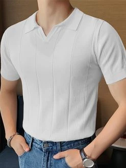 Mens Striped Slim Short Sleeve Lapel Shirt 15 Mens Striped Slim Short Sleeve Lapel Shirt -Incerun Shop 2157f999 817a 45ab ae7f dca9e8965bc7