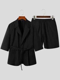 Mens Waist Tie Short Sleeve Shorts Blazer Set 16 Mens Waist Tie Short Sleeve Shorts Blazer Set -Incerun Shop 21ce7e46 c2d5 4cb1 adeb 1f19df1f5700
