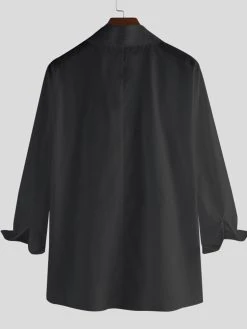 Mens Solid Color Cotton Linen Long Sleeve Shirt -Incerun Shop 21d8e9ad b04a 45f3 9539 0f9be823f5a1