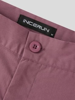 Mens Solid High Waist Pocket Casual Pants -Incerun Shop 2342b482 c45b 4806 98ad 174f98f50ac4