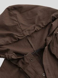 Men Cotton Middle Robe Solid Long Sleeve Hooded T-Shirt -Incerun Shop 237713a1 9bbf 4ea0 a74b 3ce2e54a4c93