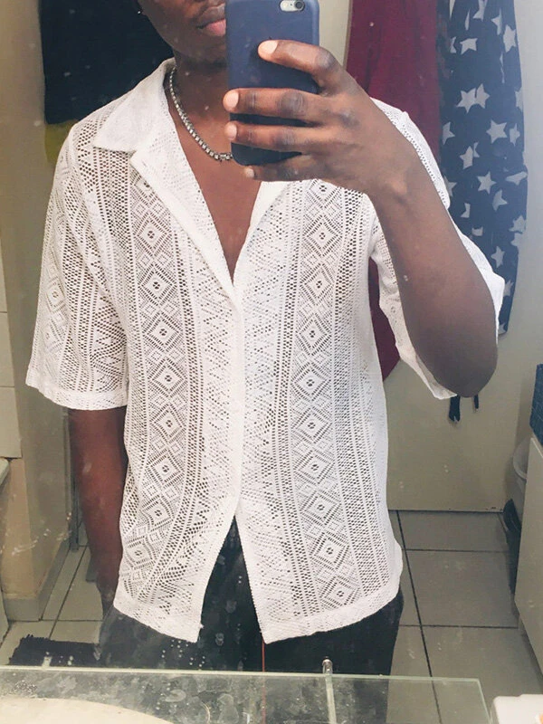 Men's Sexy Hollow Lace Loose Shirts 4 Men's Sexy Hollow Lace Loose Shirts - Image 2