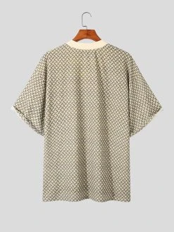 Mens Allover Print Contrast V-Neck T-shirt -Incerun Shop 242e0728 7ef9 4559 ad16 20dabee86896