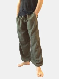 Mens Casual Baggy Harem Pants Solid Color Loose Wide Leg Pants Comfy Yoga Pants