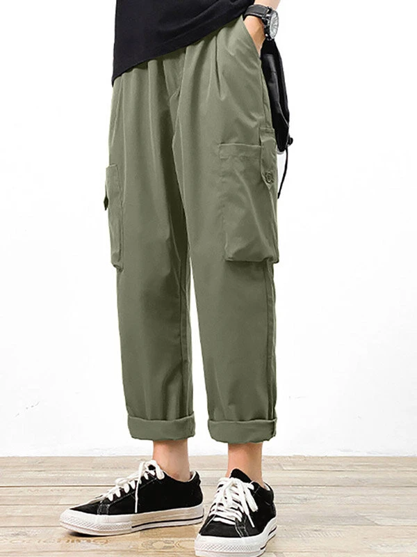 Mens Solid Pocket Drawstring Waist Casual Pants 5 Mens Solid Pocket Drawstring Waist Casual Pants - Image 3