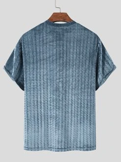 Mens Velvet Texture Crew Neck Loose Short Sleeve T-Shirt 14 Mens Velvet Texture Crew Neck Loose Short Sleeve T-Shirt -Incerun Shop 25728398 4ad1 4200 a9e8 35e25665861a