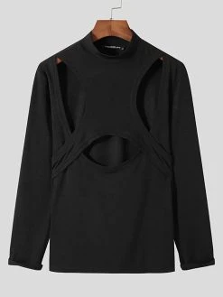 Mens Hollow High Neck Slim Long Sleeve T-shirt 11 Mens Hollow High Neck Slim Long Sleeve T-shirt -Incerun Shop 261e862b de8b 4f6a ad37 d8ab78d59cf3