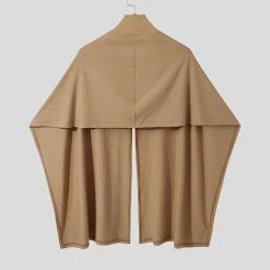 Mens Knitted Pit Stripe Split Turtleneck Cloak -Incerun Shop 2662679d e175 4a3a 828e 450ecc1ef8e7