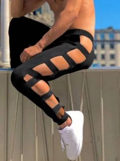 Men Sexy Cutout Stretch Slim Pants