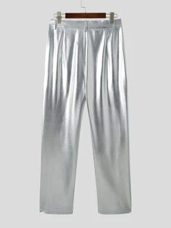 Mens Metallic Metal Button Casual Straight Pants -Incerun Shop 26e72de1 5f64 4810 b790 46891f2e945d
