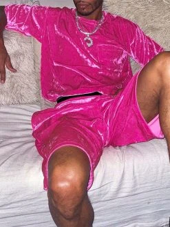 Men Velvet Pocket Jogger 2 Piece Set