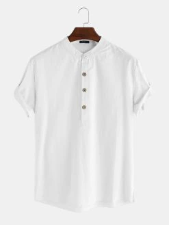 Men Cotton Linen Retro Solid Casual Henley Shirt -Incerun Shop 278546c6 6c83 42c1 8ad5 47d03b72ceb2