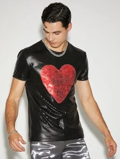Mens Shiny Metallic Love Heart Patch T-Shirt 15 Mens Shiny Metallic Love Heart Patch T-Shirt -Incerun Shop 286a8b6f 477f 4014 af52 f7d27e3eb475