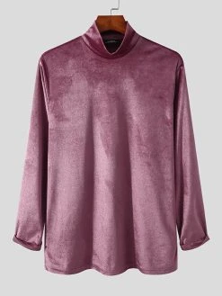 Men Suede High Neck Long Sleeve T-Shirt 13 Men Suede High Neck Long Sleeve T-Shirt -Incerun Shop 289d0289 defc 41a6 8d00 8edc3c77833e