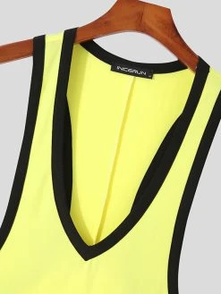 Mens V-Neck Zipper Bodysuits -Incerun Shop 28f9a8ad 661b 4bc2 86a5 bf643cad3e3f