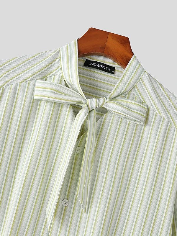 Mens Japan Striped Bowknot Long Sleeve Shirt 12 Mens Japan Striped Bowknot Long Sleeve Shirt - Image 10