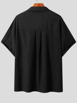 Mens Revere Collar Half Sleeve Button Shirt -Incerun Shop 29b96e62 57a1 4765 bdb2 2a48d528ee5b