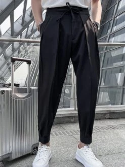 Mens Solid Pleated Sticky Cuff Drawstring Waist Pants 15 Mens Solid Pleated Sticky Cuff Drawstring Waist Pants -Incerun Shop 2a0b9c15 148d 4564 8e64 2dc3a2637a82