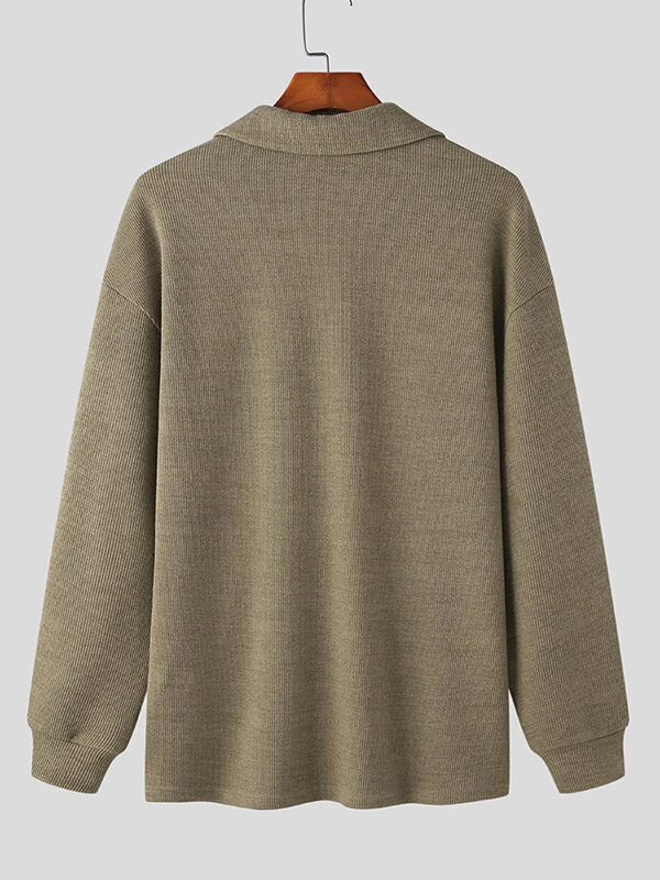 Mens Solid Knit Quarter Zip Long Sleeve Golf Shirt 8 Mens Solid Knit Quarter Zip Long Sleeve Golf Shirt - Image 6