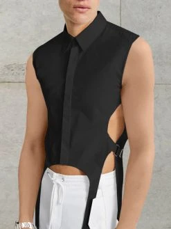 Mens Plain Cutout Sleeveless Shirt 11 Mens Plain Cutout Sleeveless Shirt -Incerun Shop 2ad0ab4d 6824 472d 9d99 1398b5333910