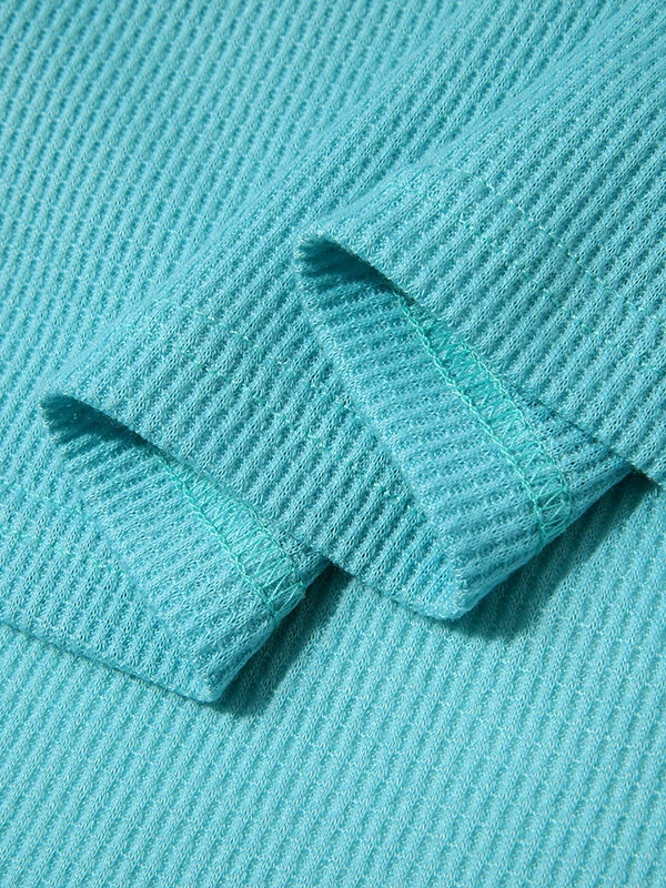 Mens Round Neck Waffle Long Sleeve T-Shirt 14 Mens Round Neck Waffle Long Sleeve T-Shirt - Image 12