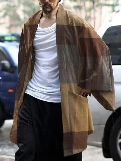 Mens Vintage Obscure Check Loose Cardigan -Incerun Shop 2b9df1c1 51d9 4b47 9ca8 5d3c693417d0