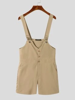 Mens Solid Color Button Design Casual Overall -Incerun Shop 2be83a9f 2f90 49ac bf9f 92bf1c457d9f