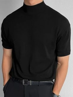 Mens Solid Short Sleeve Half-collar T-shirt -Incerun Shop 2c254ceb 0ef1 4d14 99e2 f380187cb734