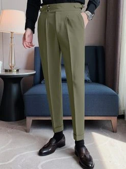 Mens High Waist Double Button Closure Pants -Incerun Shop 2c3b33e1 0f3b 4ca9 8bb4 c82a0ee307a9