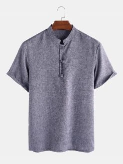 Men Soild Chinese Button V-neck Short Sleeve Henley Shirt 17 Men Soild Chinese Button V-neck Short Sleeve Henley Shirt -Incerun Shop 2cc7e3fd 358e 4d3a 9713 990f08378a55
