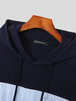 Mens Color Block Pocket Hoodie Shirt -Incerun Shop 2cd596ba 8382 4f53 a667 c8c5e6a6f386
