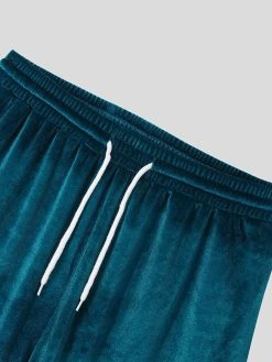 Mens Velvet Solid Crew Neck Casual Two Pieces Outfits -Incerun Shop 2cf963c0 0799 4692 811f 460b10eece26