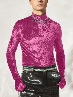 Mens Turtleneck Velvet Gloves Long Sleeve T-shirt -Incerun Shop 2d14c23a de75 470a becc 993fba6d3798