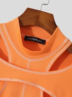 Men High Neck Cutout Crop T-Shirt -Incerun Shop 2d2a77d6 9a3c 4615 8481 2a48dd52497b