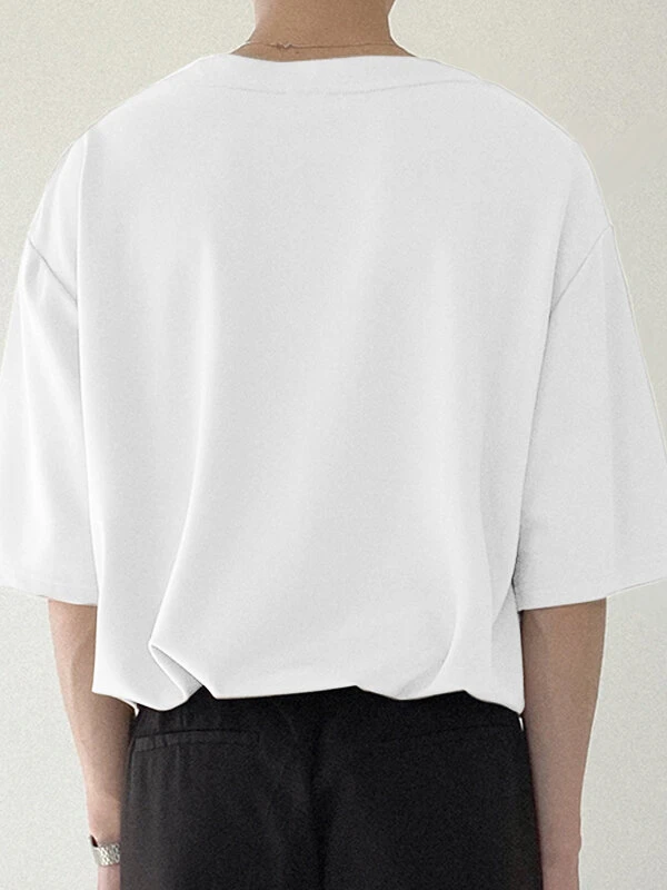 Mens V-neck Solid Color Short Sleeved T-shirt 8 Mens V-neck Solid Color Short Sleeved T-shirt - Image 6