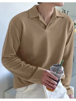 Mens Solid Texture Casual Long Sleeve Golf Shirt 14 Mens Solid Texture Casual Long Sleeve Golf Shirt -Incerun Shop 2e6f3d2a a02f 4aea abf8 98f0f0d6c650